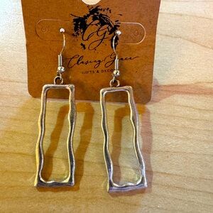 Silver Wavy Bar Earrings
